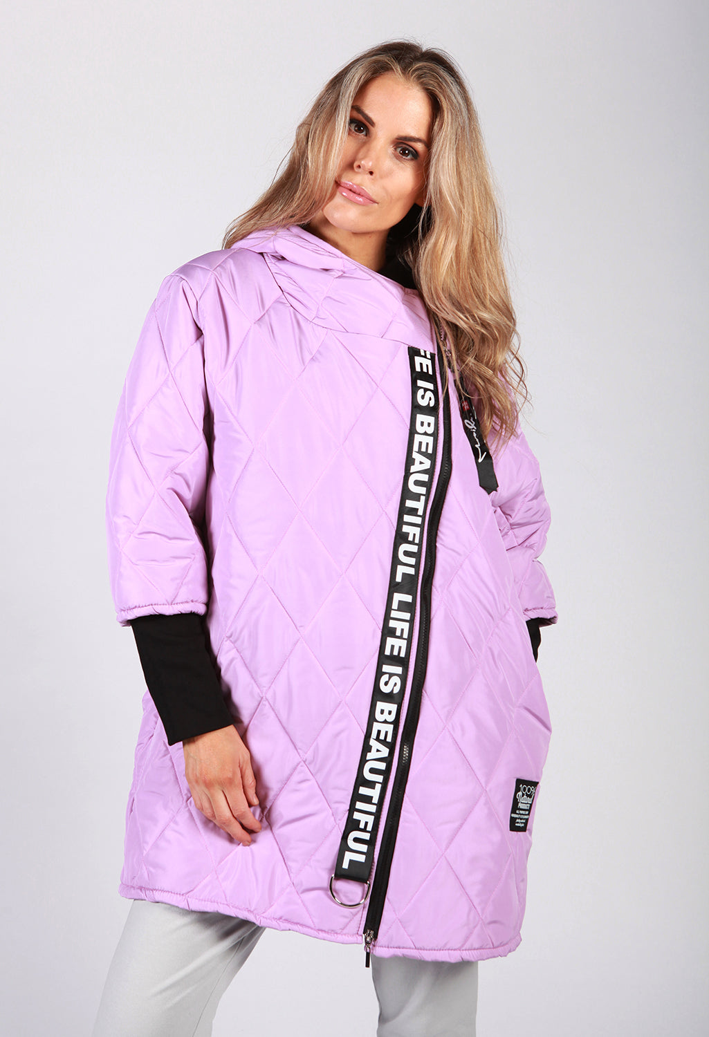 Lilac Quilted Logo Strap Coat