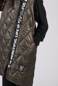 Khaki Quilted Logo Strap Gilet