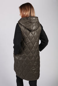 Khaki Quilted Logo Strap Gilet