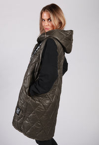 Khaki Quilted Logo Strap Gilet