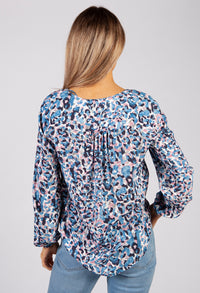 Dusty Pink and Blue Leopard Print Shirt