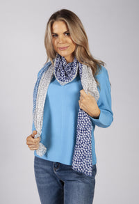 Blue Mini Daisy Panel Scarf