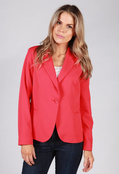 Coral Red Button Blazer