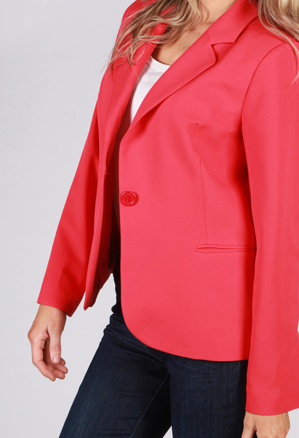 Coral Red Button Blazer