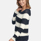 STRIPED SWEATER WITH AJOUR PATTERN IN OFFWHITE-NAVY