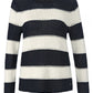 STRIPED SWEATER WITH AJOUR PATTERN IN OFFWHITE-NAVY