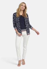 JACQUARD CARDIGAN WITH POLKA DOT PATTERN IN NAVY MULTICOLOUR