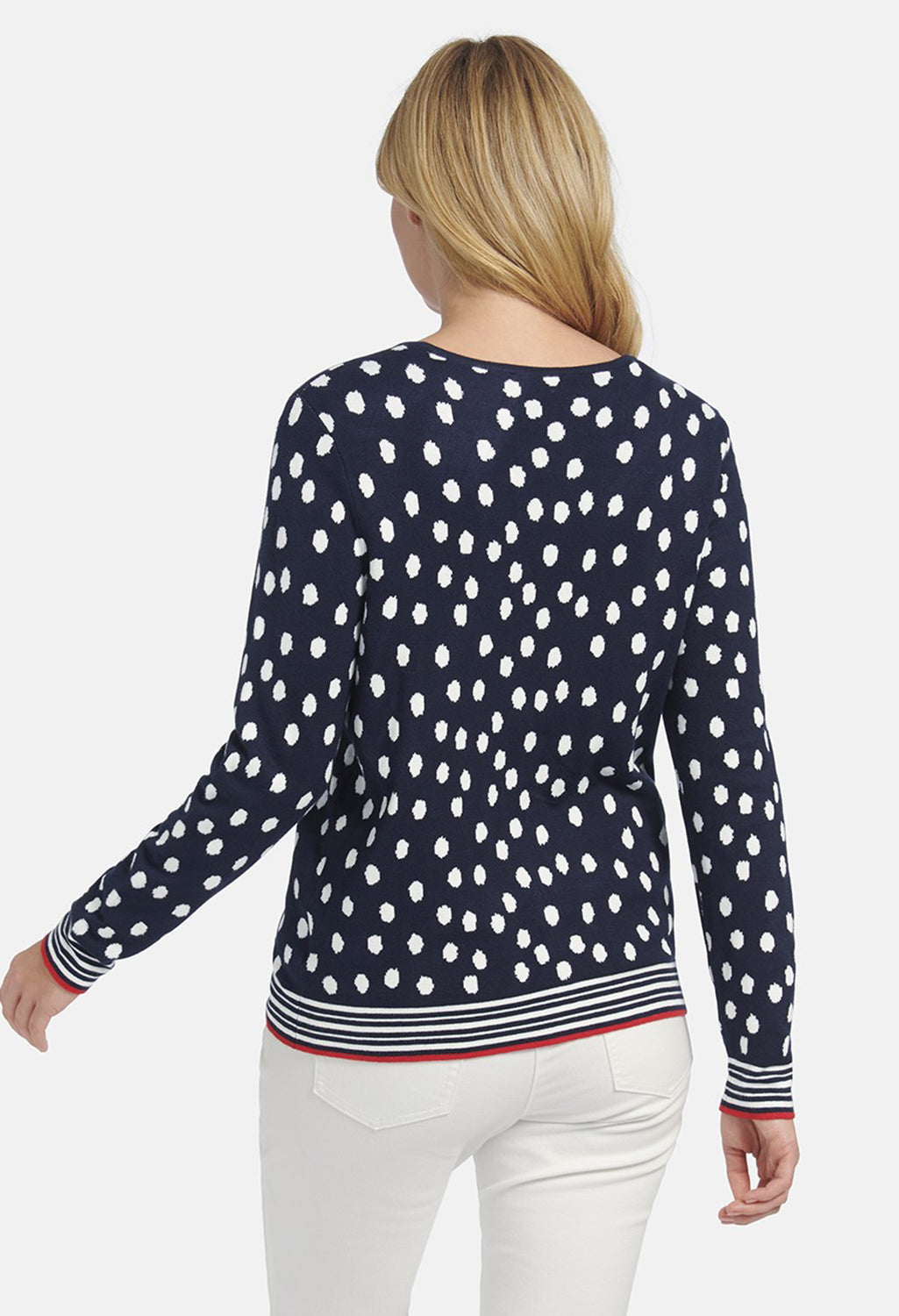 JACQUARD CARDIGAN WITH POLKA DOT PATTERN IN NAVY MULTICOLOUR