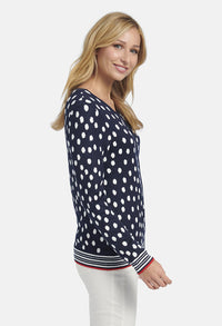 JACQUARD CARDIGAN WITH POLKA DOT PATTERN IN NAVY MULTICOLOUR