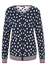 JACQUARD CARDIGAN WITH POLKA DOT PATTERN IN NAVY MULTICOLOUR