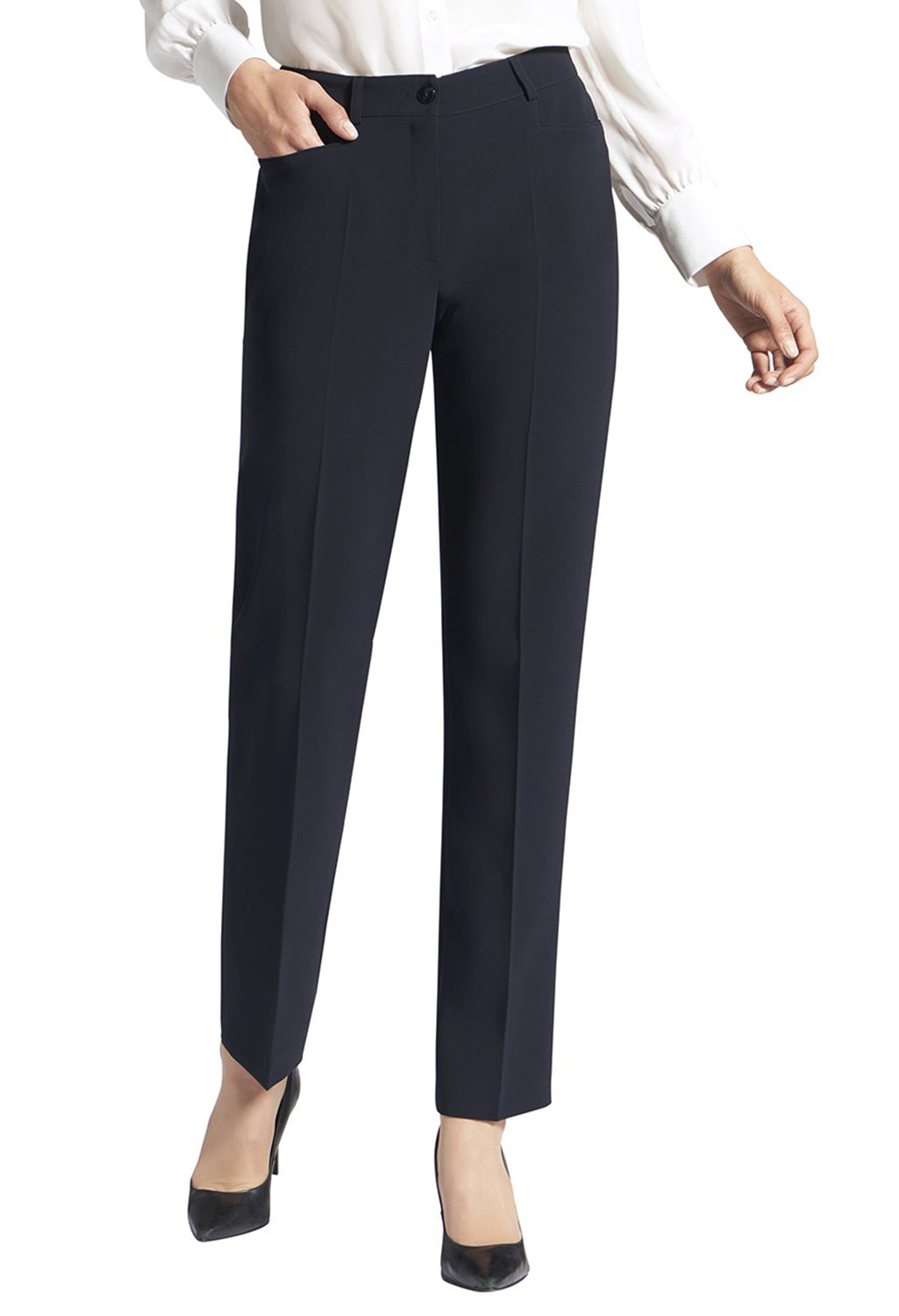 PANTS DIANA WITH POCKETS AND BELT LOOPS NAVY