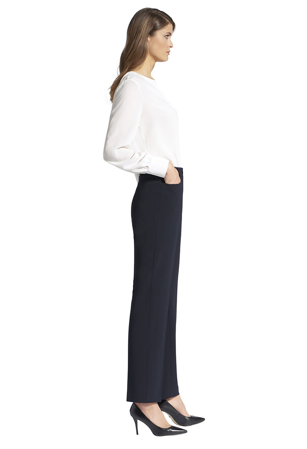 PANTS DIANA WITH POCKETS AND BELT LOOPS NAVY