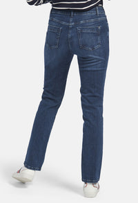 5-POCKET JEANS "NORMA" WITH METAL APPLICATIONS IN BLUE DENIM