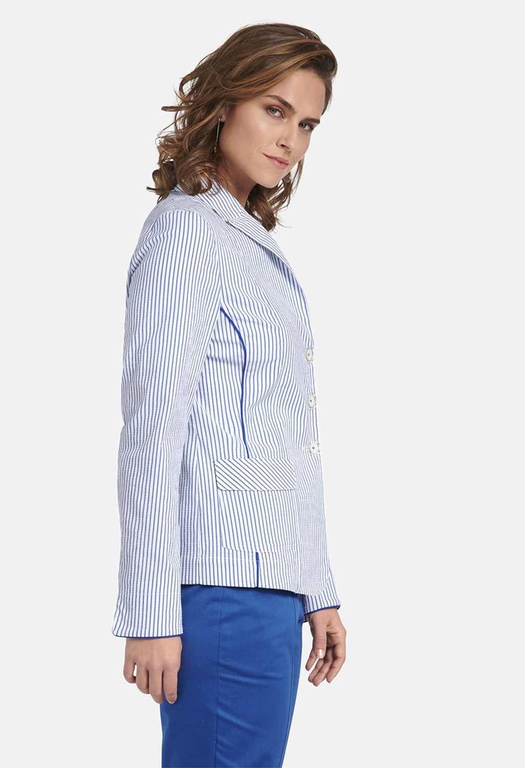 JACKET BLAZER WITH STRIPED PATTERN IN BLUE-WHITE