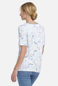 T-SHIRT WITH FLORAL ALLOVER PRINT IN WHITE MULTICOLOUR