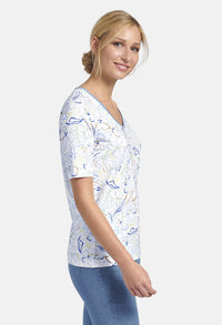 T-SHIRT WITH FLORAL ALLOVER PRINT IN WHITE MULTICOLOUR