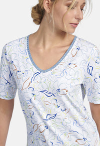 T-SHIRT WITH FLORAL ALLOVER PRINT IN WHITE MULTICOLOUR