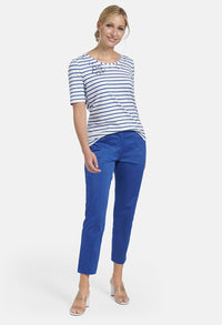 T-SHIRT WITH STRIPES IN WHITE-BLUE