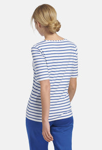 T-SHIRT WITH STRIPES IN WHITE-BLUE