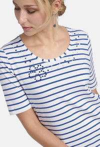 T-SHIRT WITH STRIPES IN WHITE-BLUE