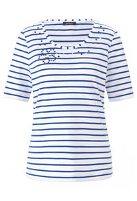 T-SHIRT WITH STRIPES IN WHITE-BLUE