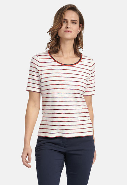 SHIRT WITH STRIPED PRINT IN OFFWHITE MULTICOLOUR