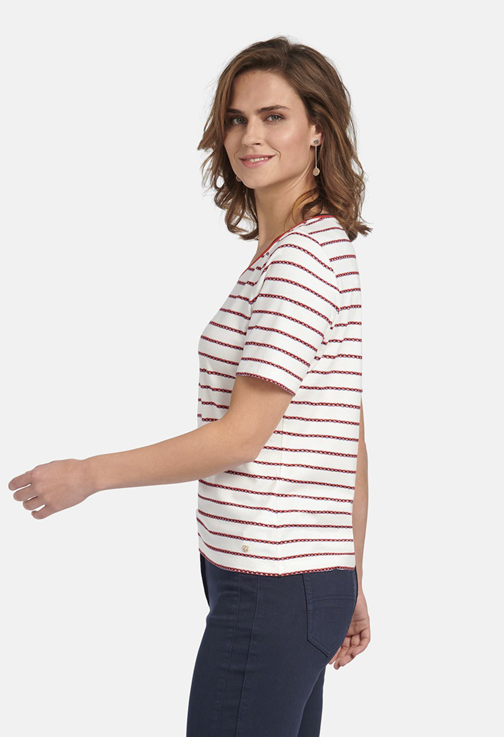 SHIRT WITH STRIPED PRINT IN OFFWHITE MULTICOLOUR