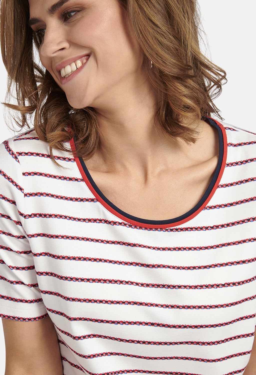 SHIRT WITH STRIPED PRINT IN OFFWHITE MULTICOLOUR