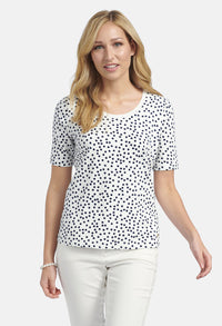 SHIRT WITH POLKA DOT ALLOVER PATTERN IN OFFWHITE-NAVY