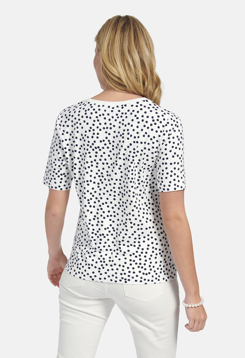 SHIRT WITH POLKA DOT ALLOVER PATTERN IN OFFWHITE-NAVY