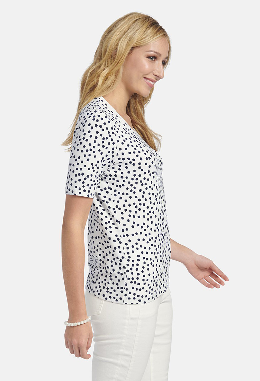 SHIRT WITH POLKA DOT ALLOVER PATTERN IN OFFWHITE-NAVY