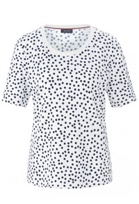 SHIRT WITH POLKA DOT ALLOVER PATTERN IN OFFWHITE-NAVY