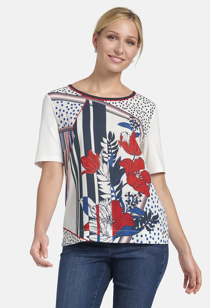 T-SHIRT WITH PRINTED FRONT IN OFFWHITE MULTICOLOUR