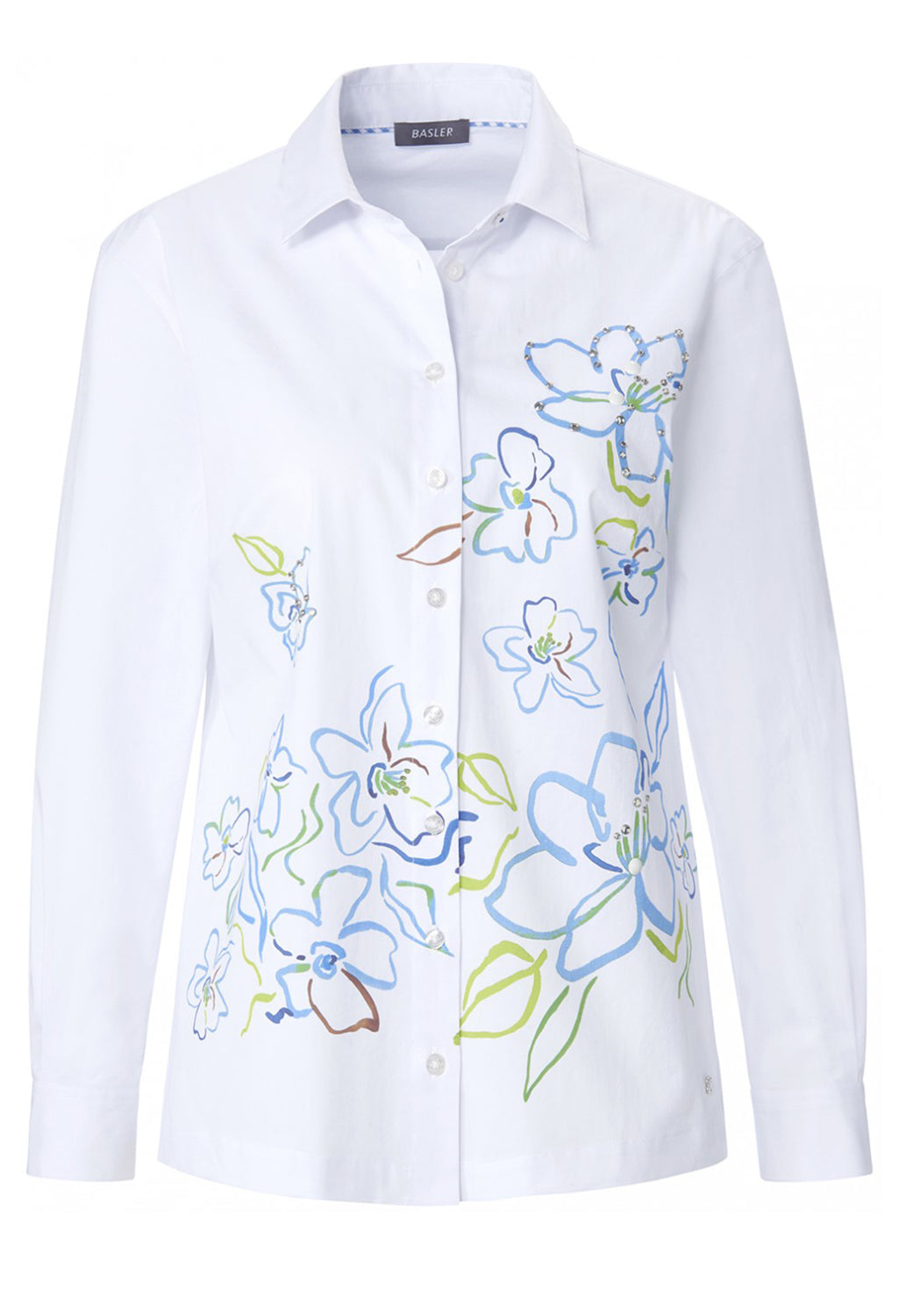 SHIRT BLOUSE WITH FLORAL PRINT IN WHITE MULTICOLOUR