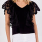 V-Neck Lace Shoulder Detail Top-1