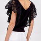 V-Neck Lace Shoulder Detail Top-1