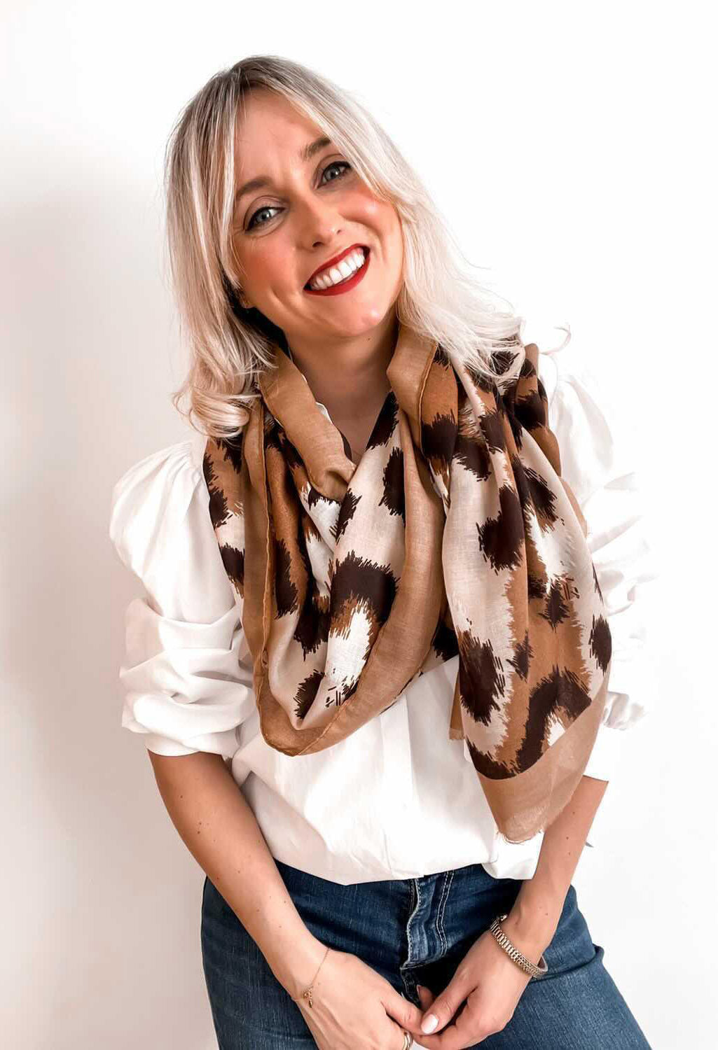 Golden Brown Animal Print Scarf