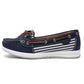 Navy Boat Shoe with Stripe Detail