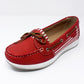 Red Boat Shoe with Stripe Detail