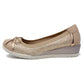 Low Wedge Champagne Lightweight Pumps