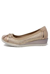 Low Wedge Champagne Lightweight Pumps