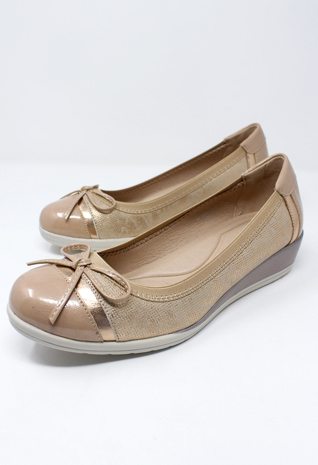 Low Wedge Champagne Lightweight Pumps