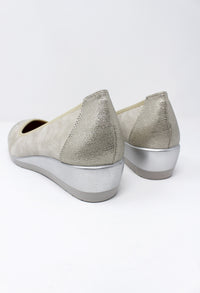 Low Wedge Silver Lightweight Pumps