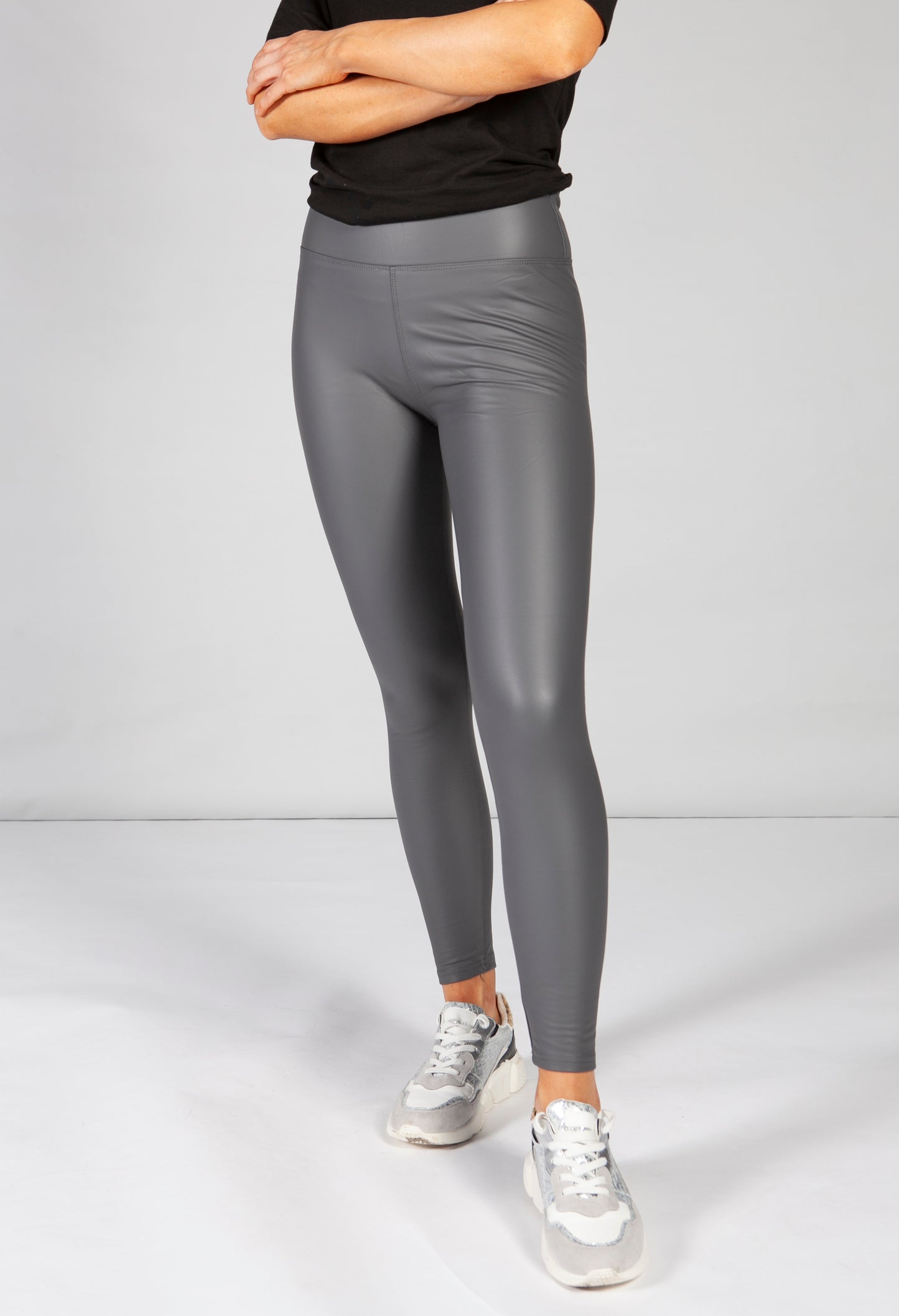 Grey FAUX LEATHER LEGGINGS