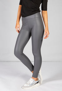 Grey FAUX LEATHER LEGGINGS