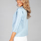 3/4 Sleeve Sweatshirt With Patch Pocket Detail in powder blue