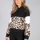 hooded sweatshirt in black with leopard