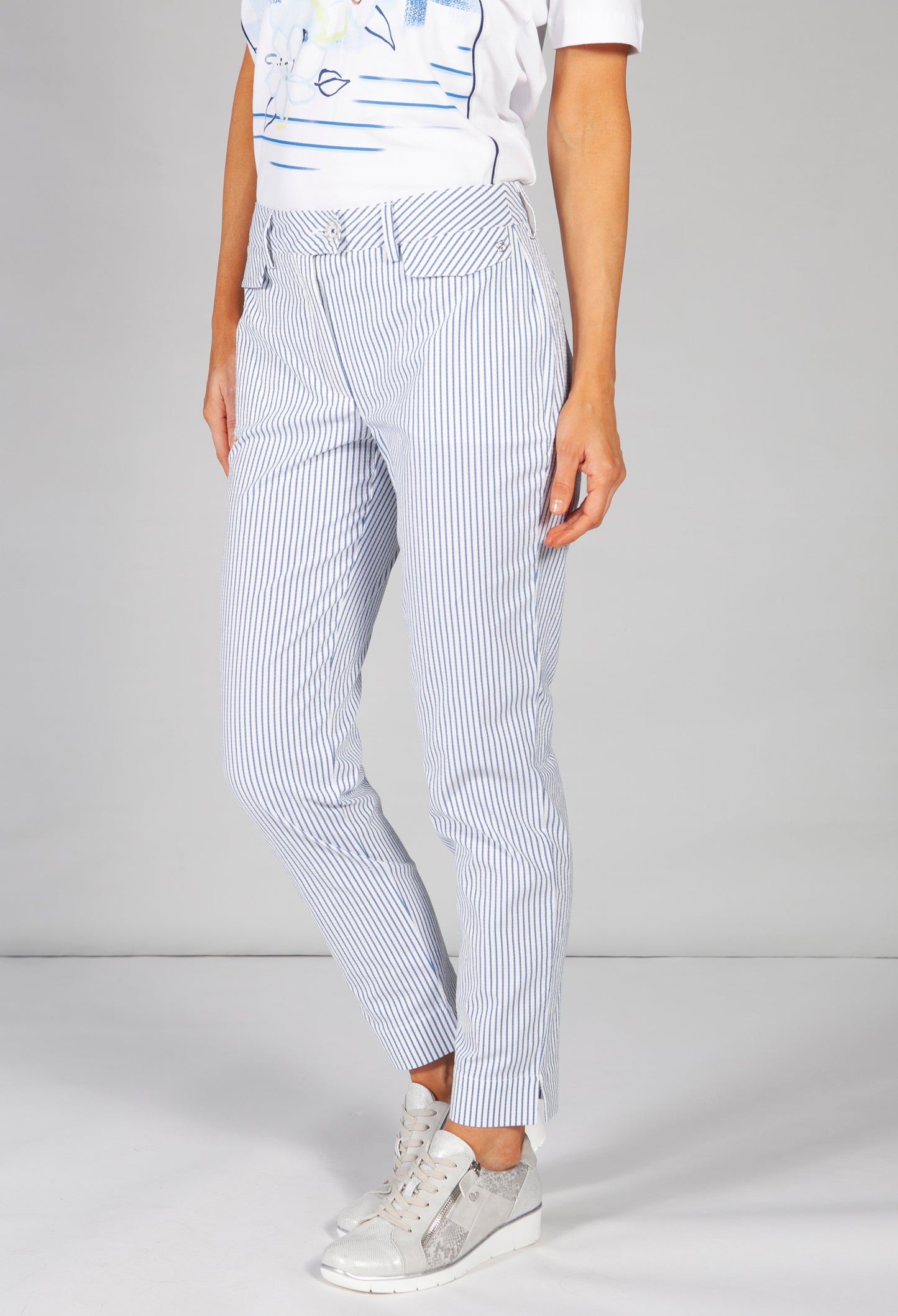 nautical stripe trousers in blue and white