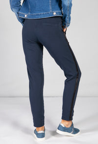 Navy joggers with satin detail side stripe