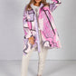 Pink GRAFFITI PRINT OVERSIZED COAT